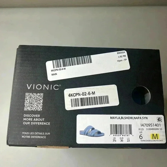 Vionic Mayla Double Band Slide Blue Slip On Puffer Straps Size 6M NIB - Picture 3 of 6